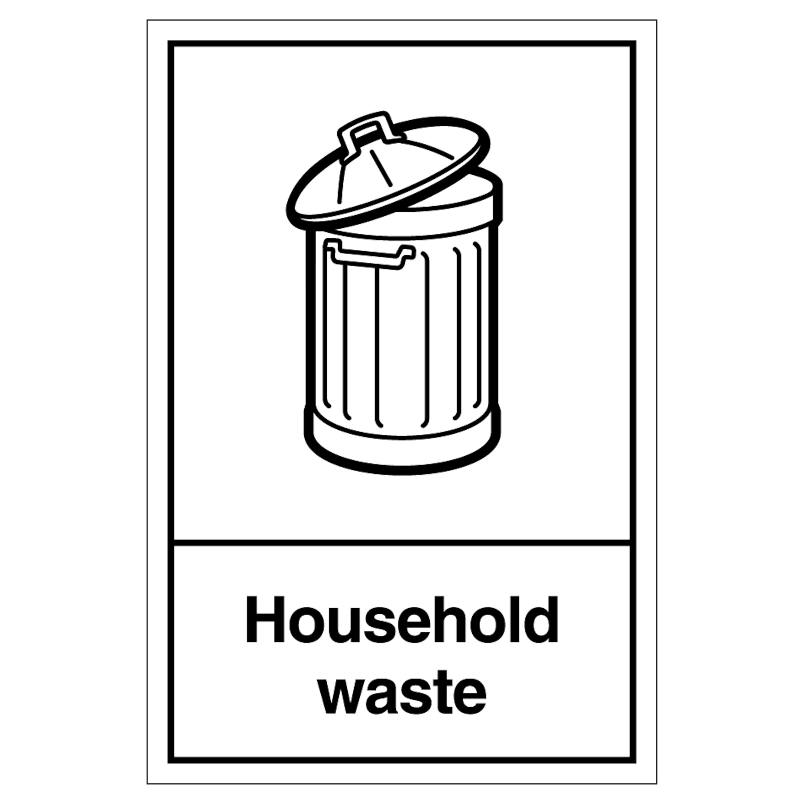 V Safety WRAP - Household Waste Recycling 300 x 400mm - 1mm Rigid Plastic Safety Sign