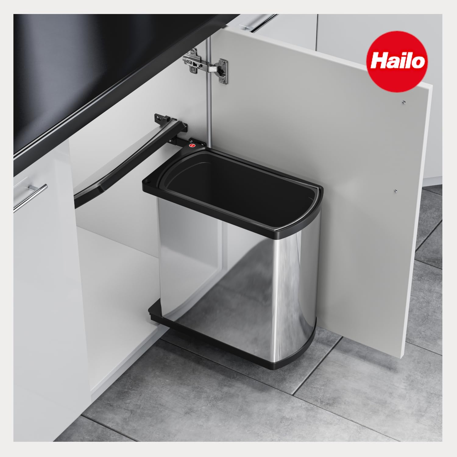 Hailo 3418-10 MF Swing - Cubo de Basura (45 L Aprox.) | para armarios a partir de de ancho con puerta giratoria