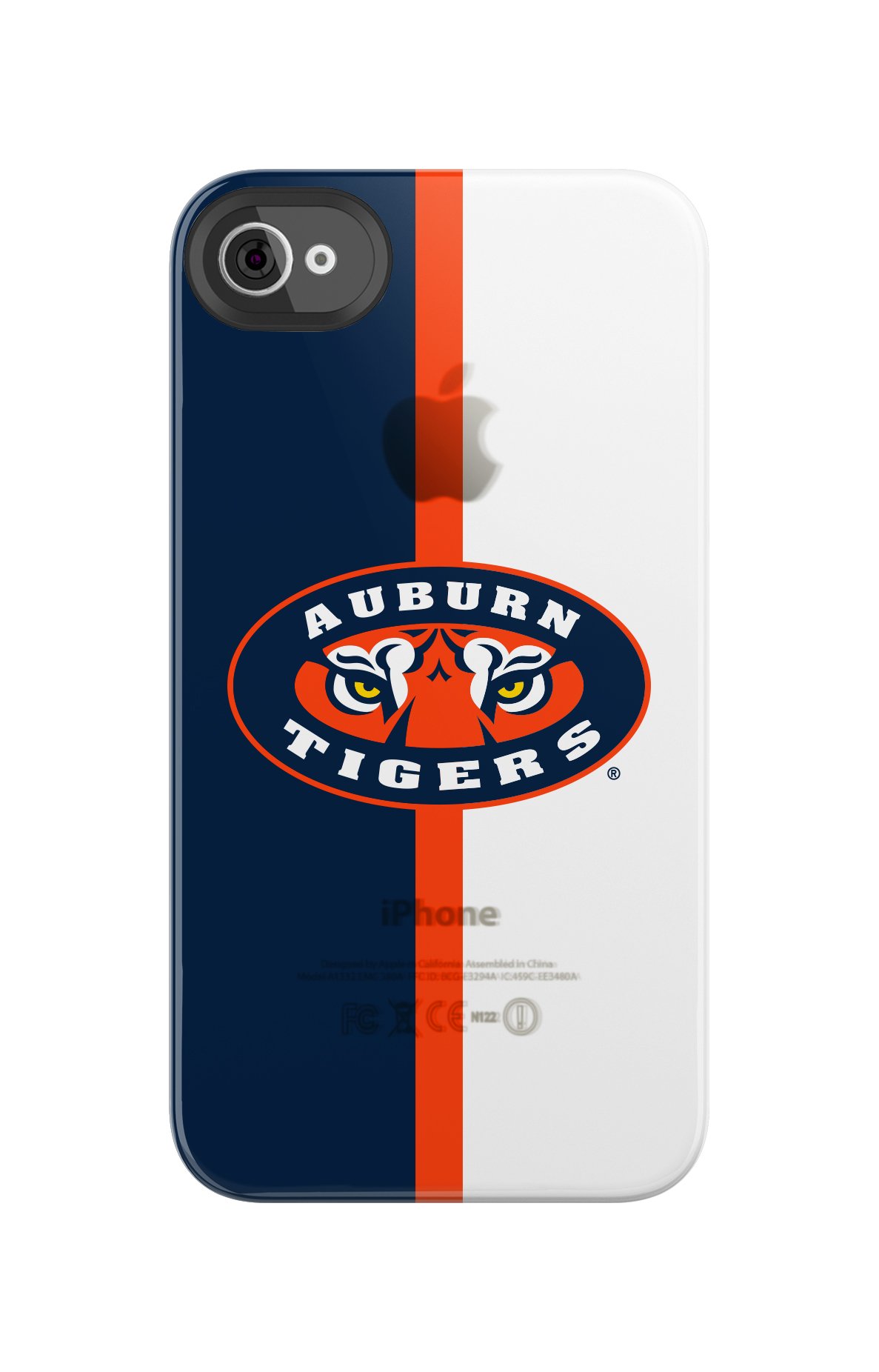 Uncommon LLC C0500-EQ Auburn University Half Color Frosted Deflector Hard Case for iPhone 4/4S - Carrying Case - Retail Packaging - Orange/Blue/White
