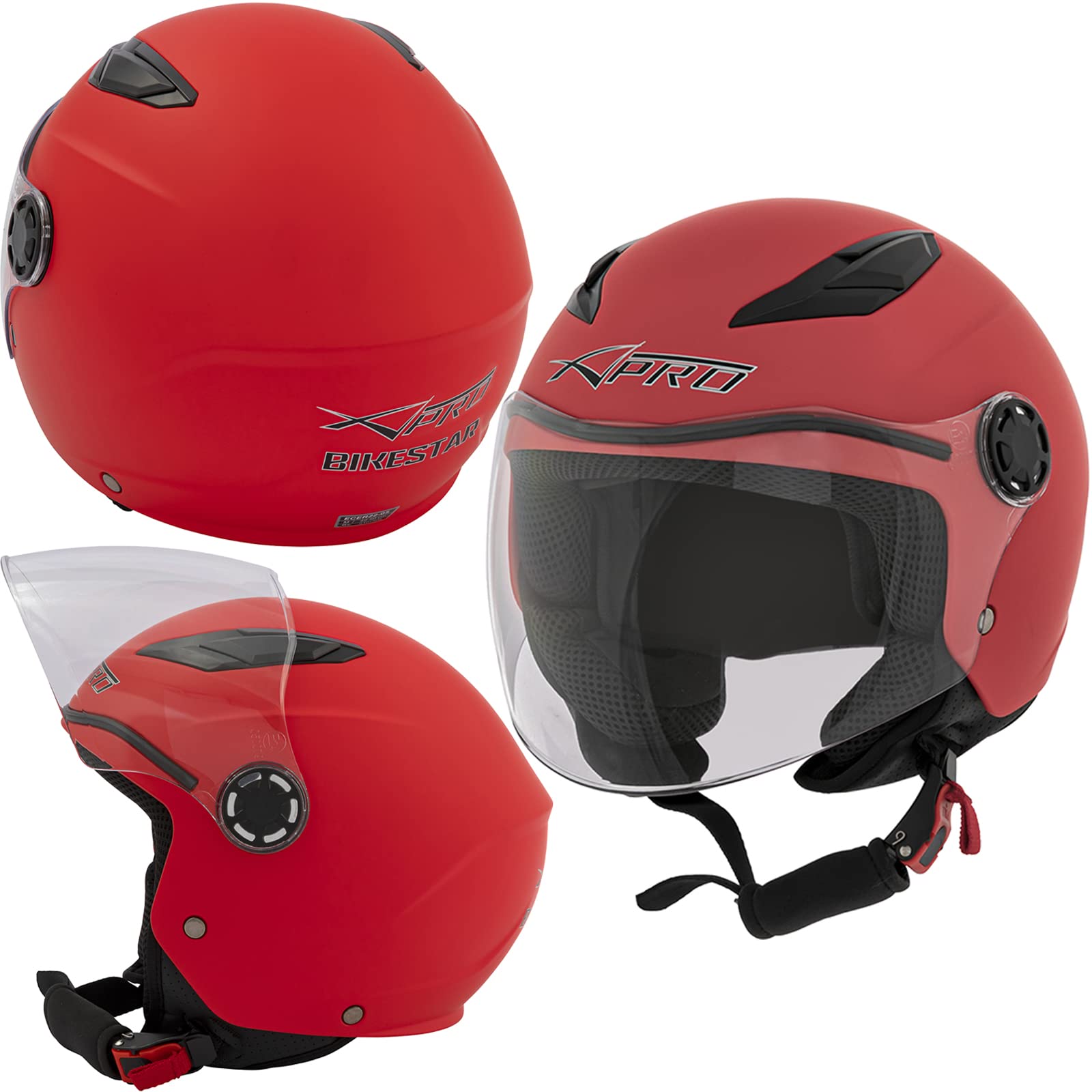 Motorcycle Scooter Child Kids Jet Protective Helmet ECE 22 06 Approved Red XL