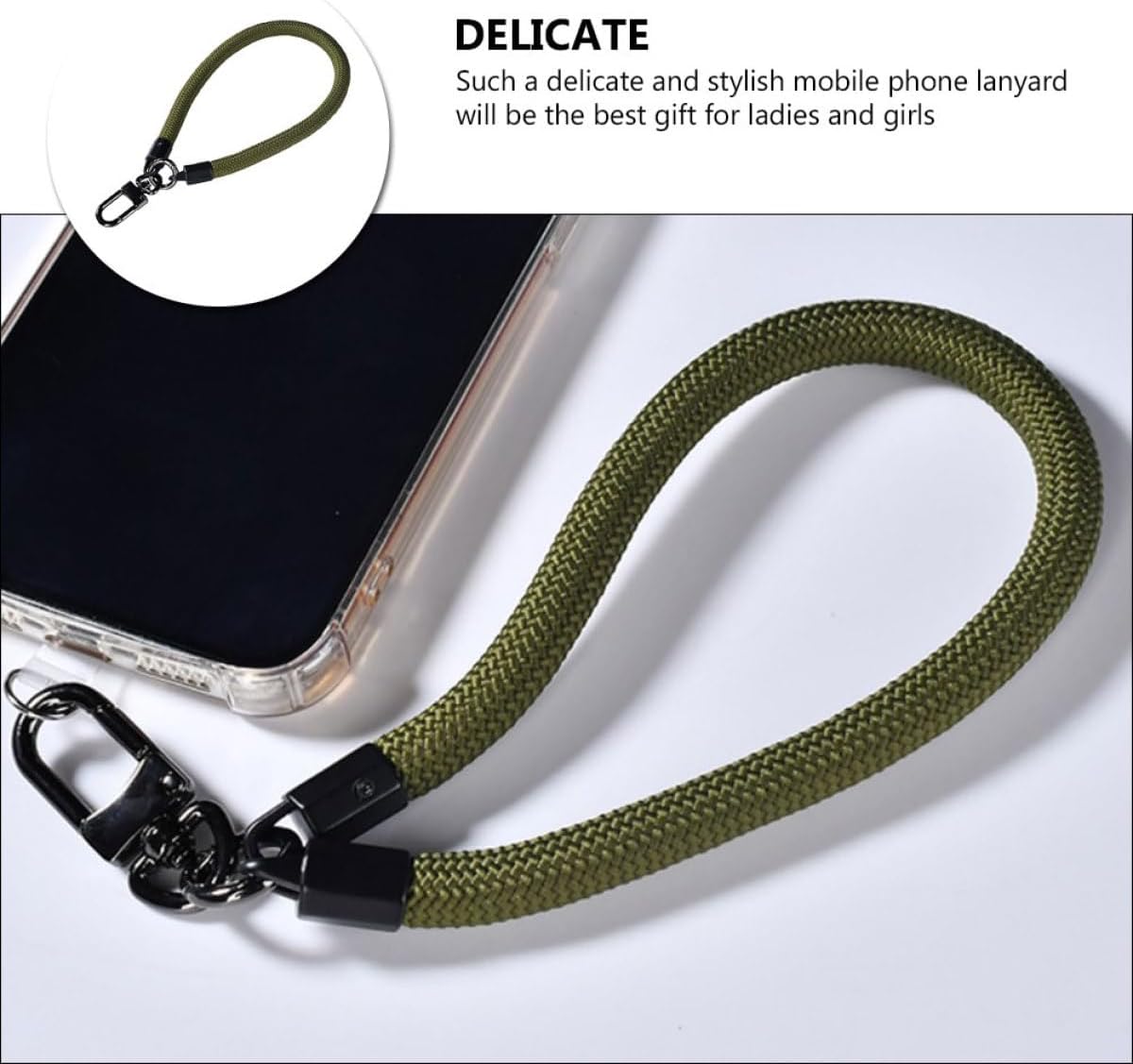 BESTYASH Green 10mm Phone Lanyard Wrist Strap Heavy Thickened Anti-lost Phone Hanging Rope Keychains and Id Long Sturdy Wristlet for Everyday Use