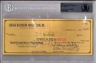 Beckett Bill-william Wirtz-bob Turner Signed 1962 Chicago hawks Check #5484 - NHL Cut Signatures