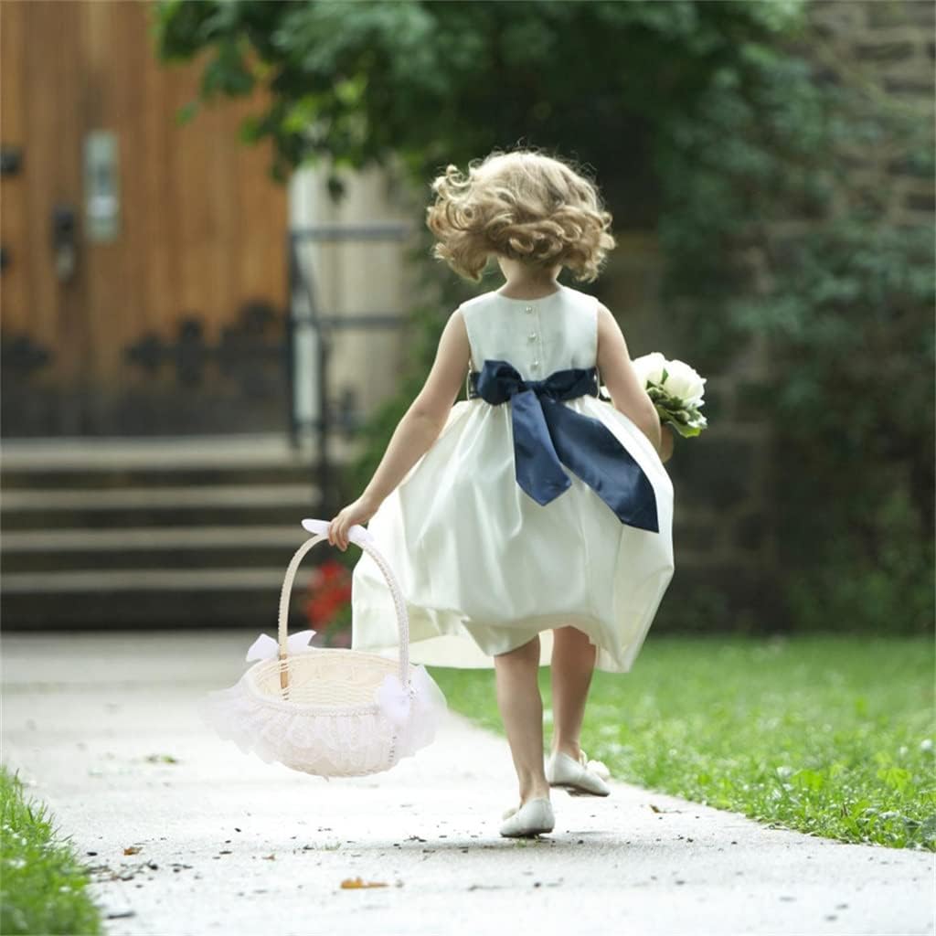 Flower Wedding Girl Baskets Storage Lace Rattan Wicker White Woven Picnic Weddings