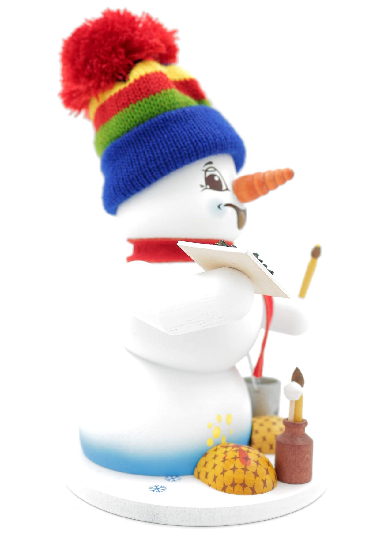 Kuhnert - Erzgebirgische Holzkunst Räuchermann Räucherfigur Schneemann 19cm - Maler
