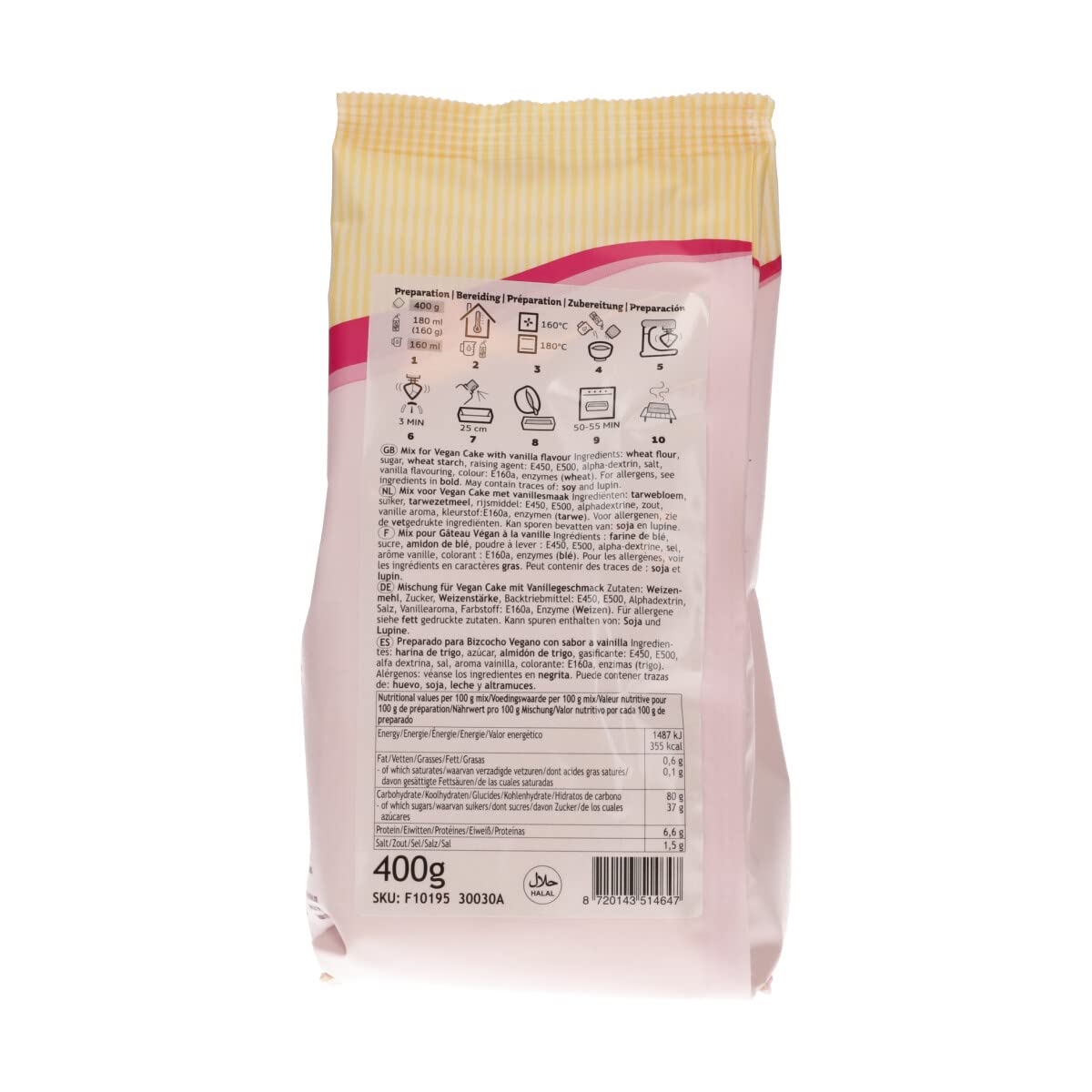 FunCakes Preparado para tarta vegana, delicioso pastel de vainilla, completamente vegano. Adecuado para hacer Tarta de Manzana Vegana o Tarta de Zanahoria Vegana. 400 g.