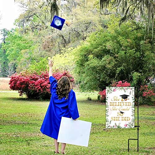 Meltelof She Believed She Could So She Did Garden Flag Girls High School College Graduation Porch Outdoor Home Decor Class Of 2022 2023 Garden Flag Double Sided 12X18Inch #TOP3