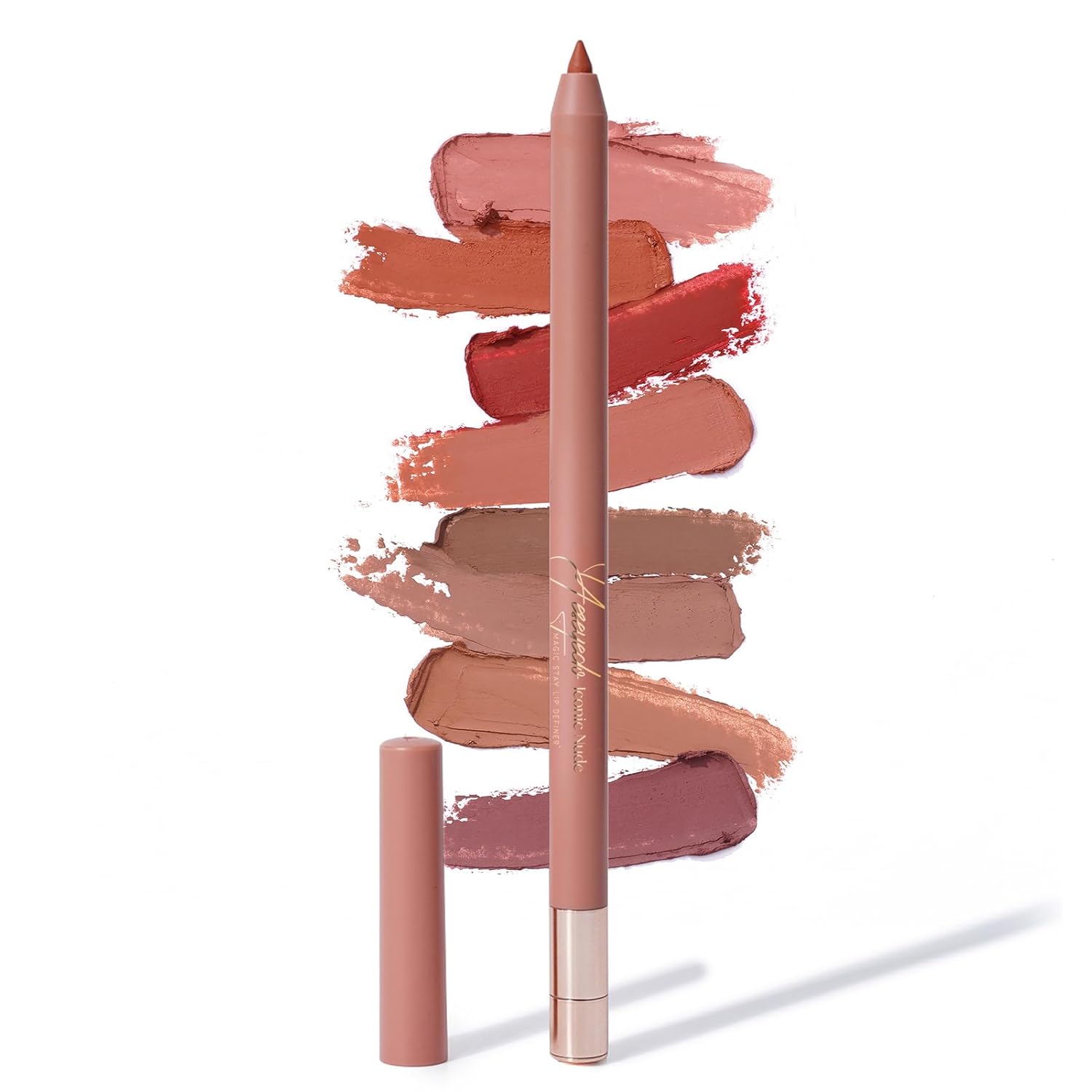 Brown Lip Liner, Waterproof Lip Liner Pink Brown with Built-in Sharpener, Long Lasting Lipliner for Women, Matte Finish with Intense Color Payoff (Iconic Nude)