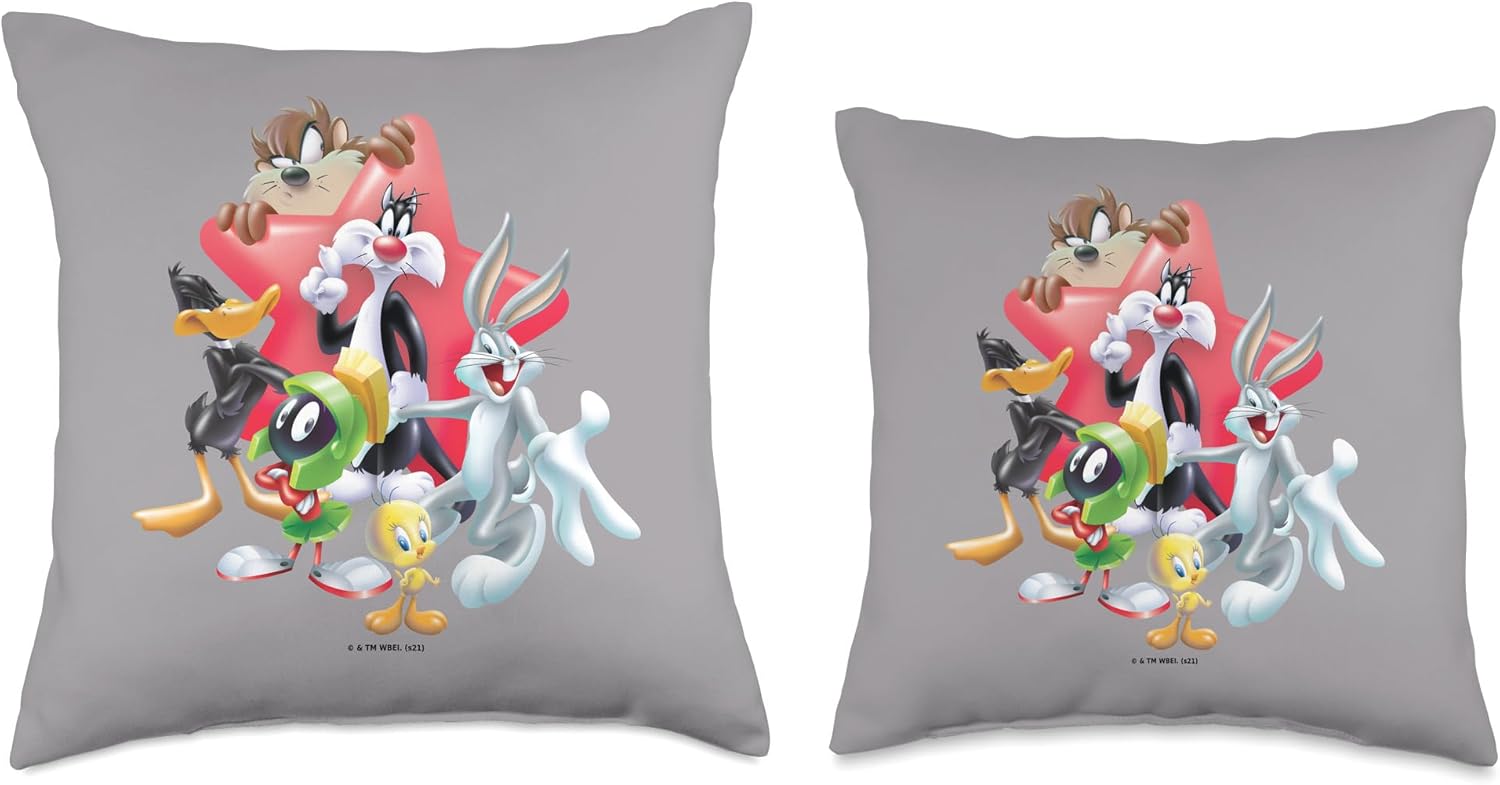Looney Tunes Bugs Bunny and Friends Star Throw Pillow