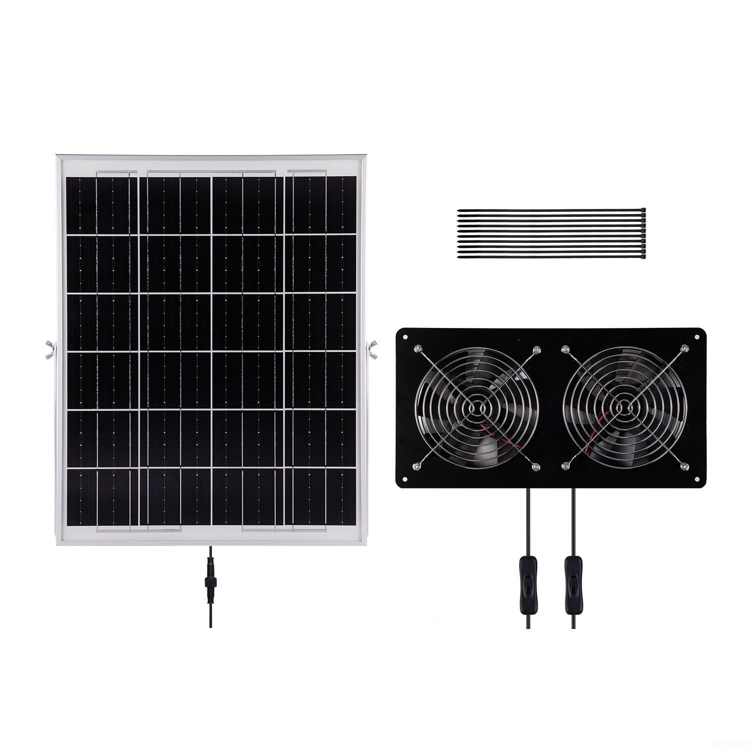 GLOBALHUT Kit Ventilatore per Solare 50W Doppia Ventola per Pollai Kit