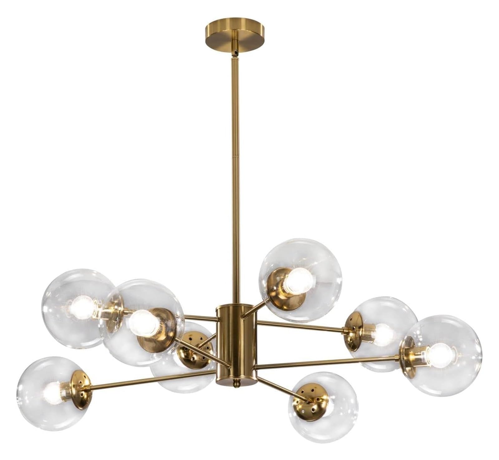 LYMSXAZOU Chandelier Glass Globe Mid Century Modern Pendant Lights Black Ceiling Hanging Light Fixture With Smoke Gray Shade Chandeliers For Kitchen Island Living Dining Bedroom (Color