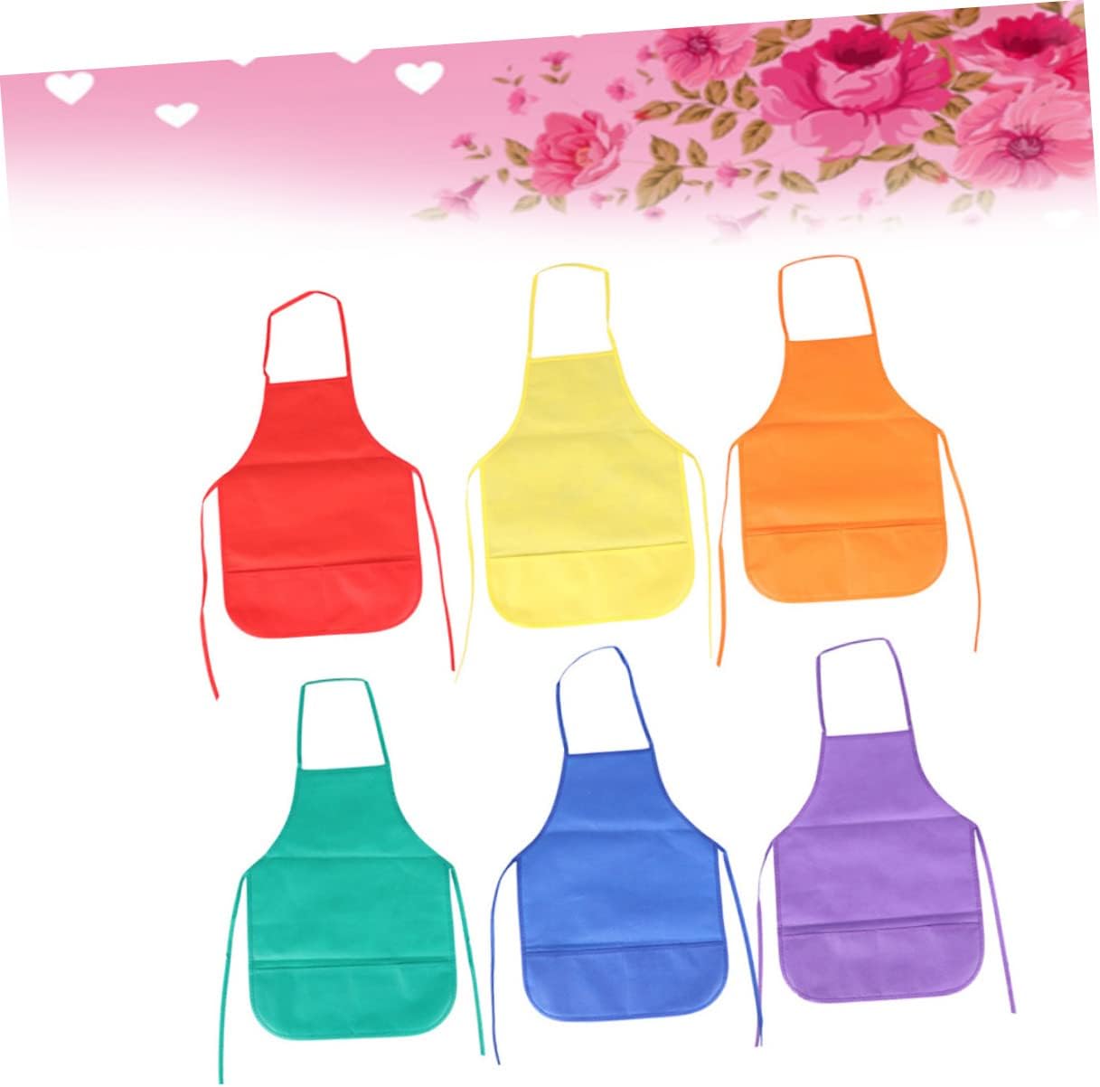 KICHOUSE 6pcs Boy Girl's Artists Aprons Reusable Painting Smocks for Boys and Girls Art Activities Red Yellow Blue Purple