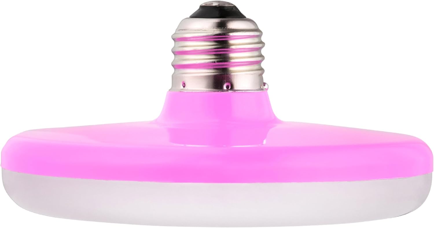 Sunlite LED UFO Pendant Light Bulbs, 7 Watts, 550 Lumens, 3000K Warm White, Medium E26 Base, 120 Volts, 110 Degree Beam Angle, UL Listed, Indoor, Pink