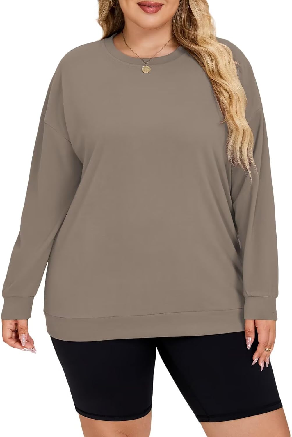 DOLNINE Womens-Plus-Size-Tops Fall Oversized Long Sleeve T Shirts Casual Crewneck Pullover Sweatshirts Soft Loose Fit Tunic - Image 2