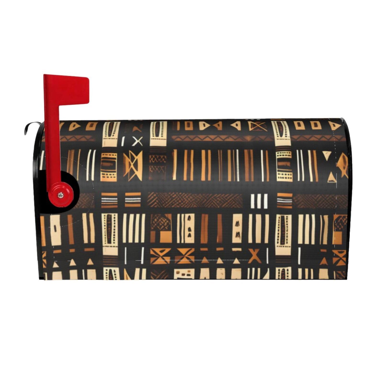African Mud Cloth Tribal Print Mailbox Covers Magnetic Mailbox Post protective cover for Garden Yard Outdoor Decor