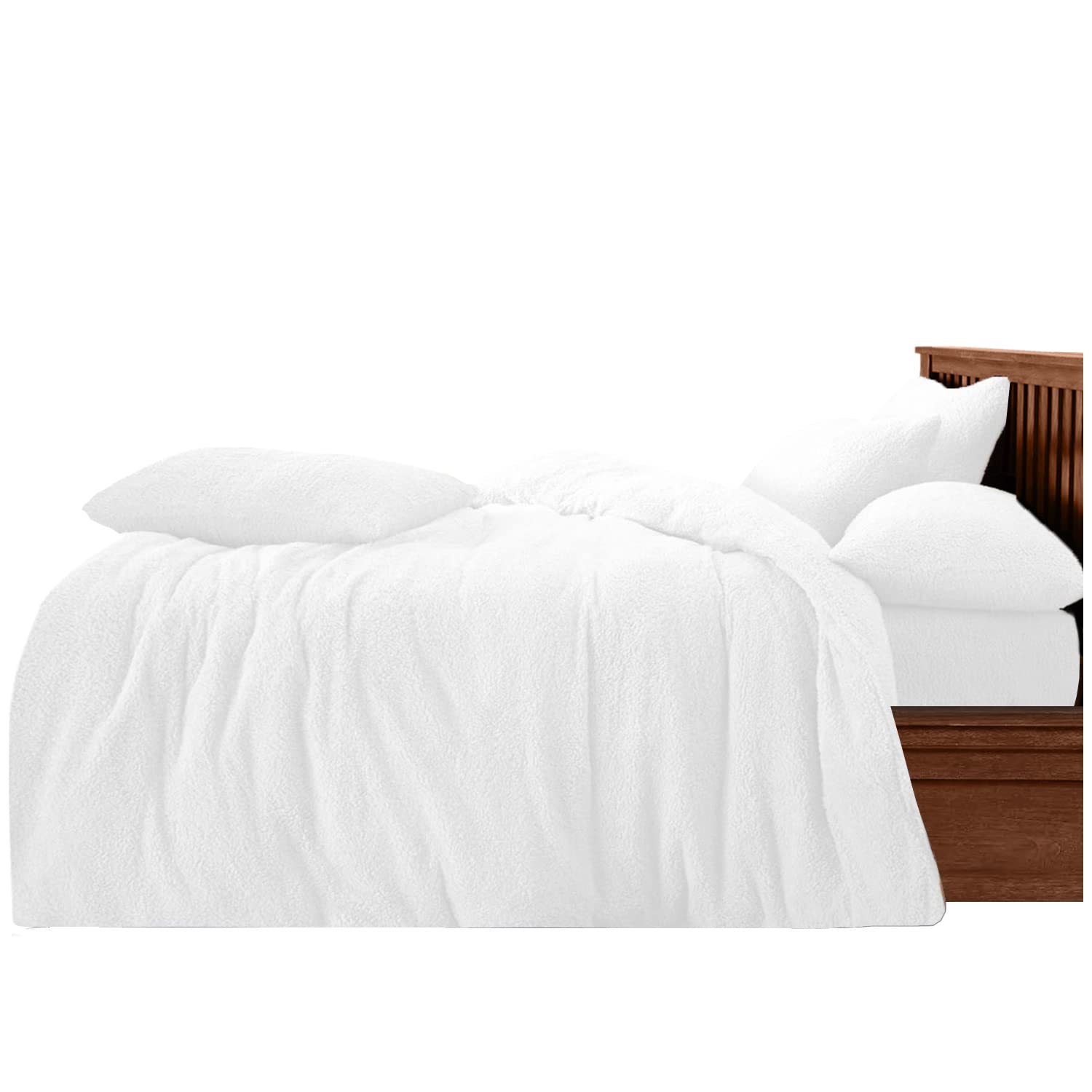 GC GAVENO CAVAILIA Teddy Fleece Duvet Cover, Cosy Warm Bedding, Cuddle & Fluffy Quilt Set, Double, White, 673712