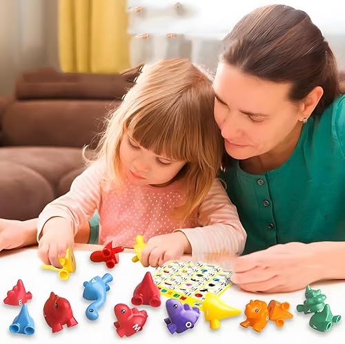 Miniatura 2 de J-hong Juguetes de dinosaurios a juego, 26 piezas, juguete de contar y clasificar, clasificación de formas y colores, juguetes de dinosaurios de