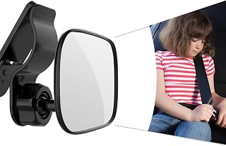 Car Interior Rearview Baby Mirror, 360° Adjustable Wide Angle Convex Clip-on Sun Visor Backseat Mirror, Universal Car Safety Rearview Accessories for Viewing Rear Passengers (3R-2161)