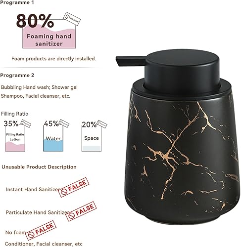 Miniatura 3 de YYW Dispensador de jabón de loción de cerámica, dispensador de jabón de manos de 14 onzas, jabón de espuma líquida con bomba fácil de presionar para
