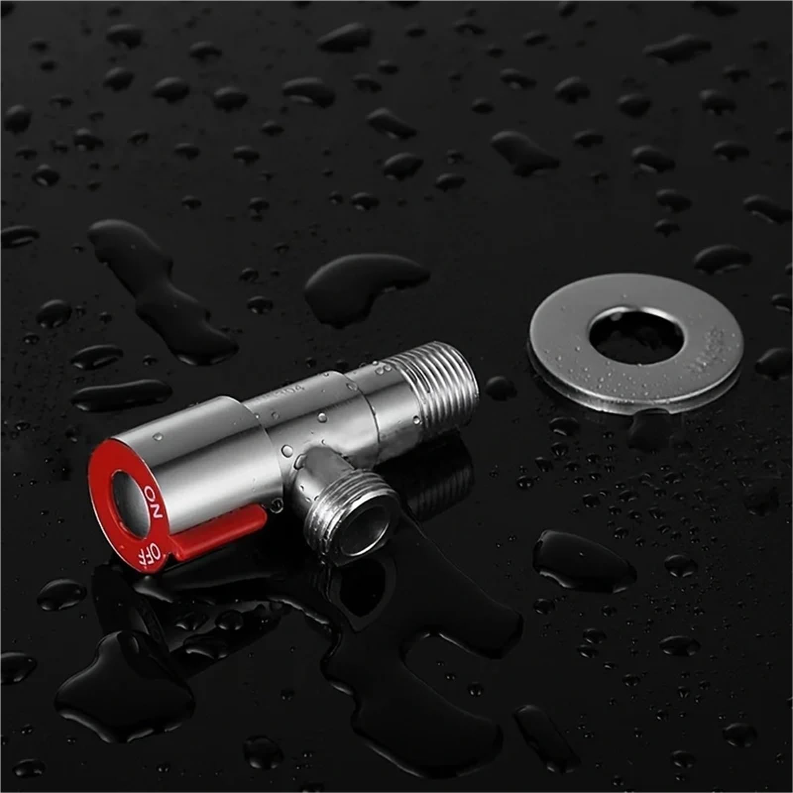 Válvula de ángulo for grifo, válvula frío y caliente acero inoxidable, parada agua for inodoro, interruptor triangular, 2 uds para bafieras y duchas(Red)