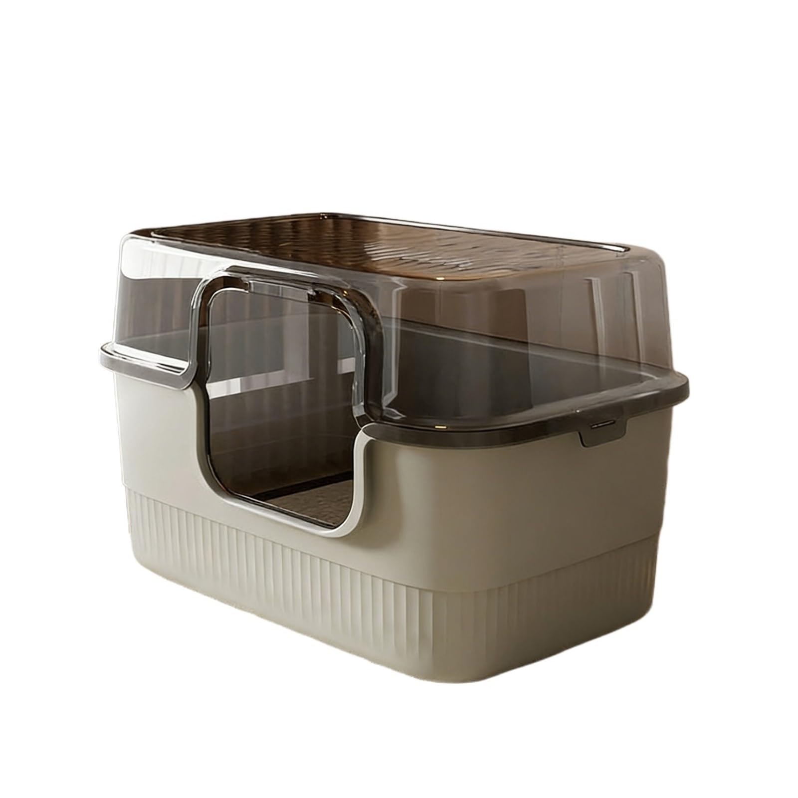 Caja de Arena for Gatos Cerrada Grande, Bandeja de Arena Desmontable con Lados Altos, Orinal Multiusos for Mascotas, antisalpicaduras Arenero Gato(Grey)