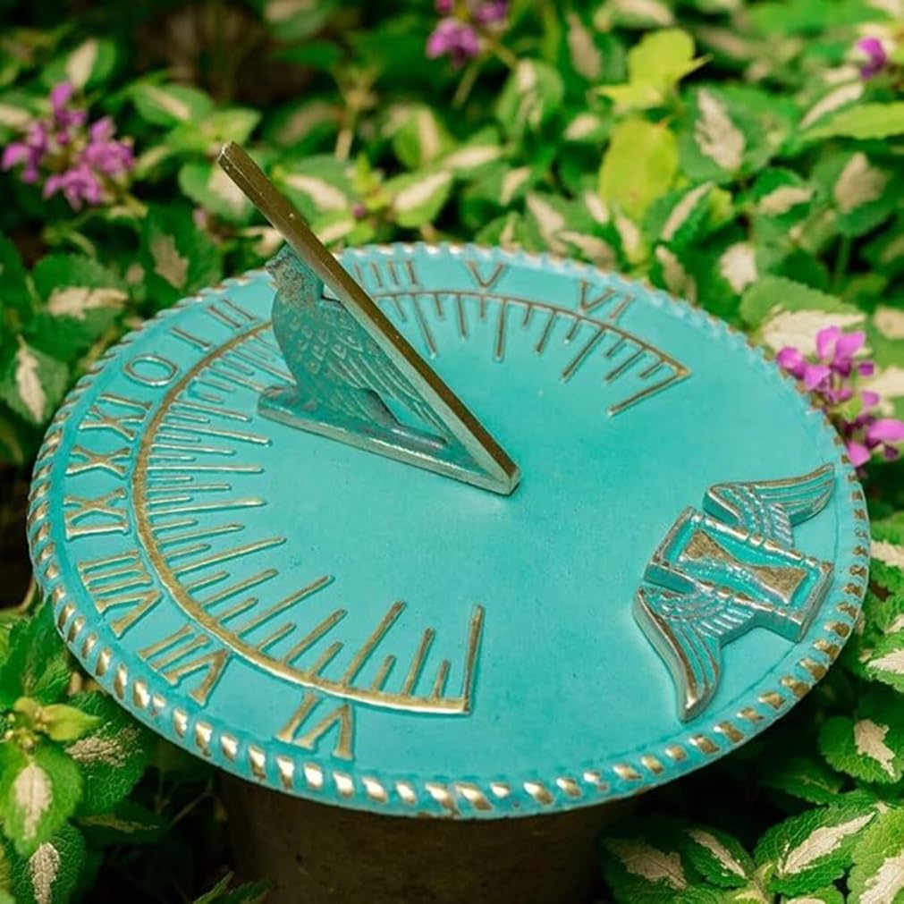 Reloj de sol de latón turquesa para decoración del hogar al aire libre jardín arte relojes de sol para el jardín