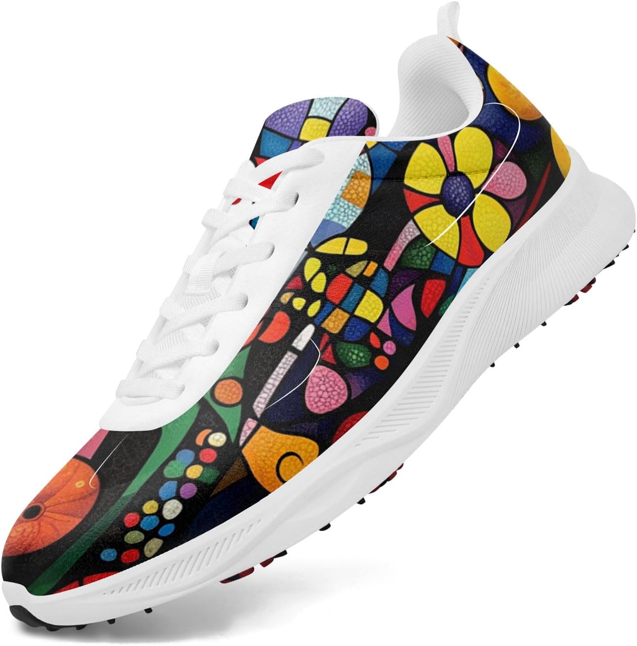 Breathable Golf Shoes for Men, Artistic Design Women's Spikeless Golf Sneakers with Heel Ventilation Sport Trainers