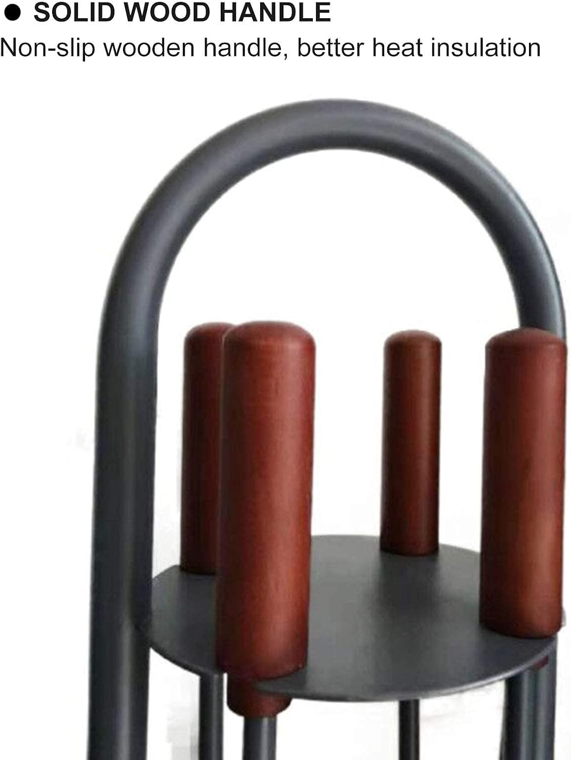 Grey Fireplace Tools Sets, Heavy Duty 5 Pieces Metal Fire Pit Fireside Tongs Shovel Brush Chimney Poker, for Stove Hearth Tool Stand