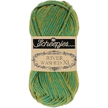 Scheepjes River Washed XL Yarn 50g - Shade 991 Green/Yellow Cotton-Acrylic