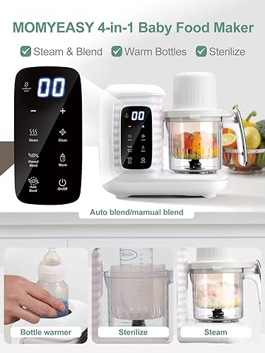 Miniatura 3 de MOMYEASY Máquina de alimentos para bebés, procesador multifunción, molinillo picador, vaporizador de alimentos para bebés y licuadora de puré en