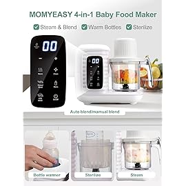 MOMYEASY Baby Food Maker, Multifunction Processor Chopper Grinder, Baby Food Steamer and Puree Blender in-One, with Bottle Warmer, Auto Cooking & Grinding with Touch Control Panel