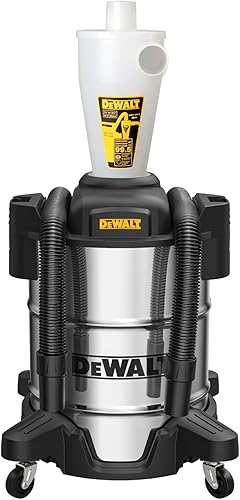 Dewalt Separador de polvo con tanque de acero inoxidable de 10 galones, colector de polvo ciclónico de eficiencia del 99.5%, filtro colector de