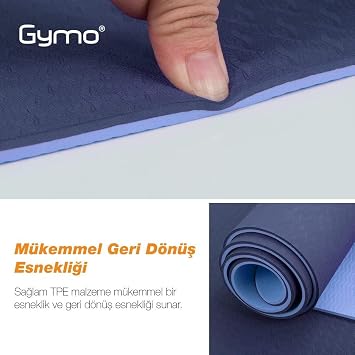 Gymo Ekolojik 6mm TPE Yoga Matı Pilates Minderi Mavi