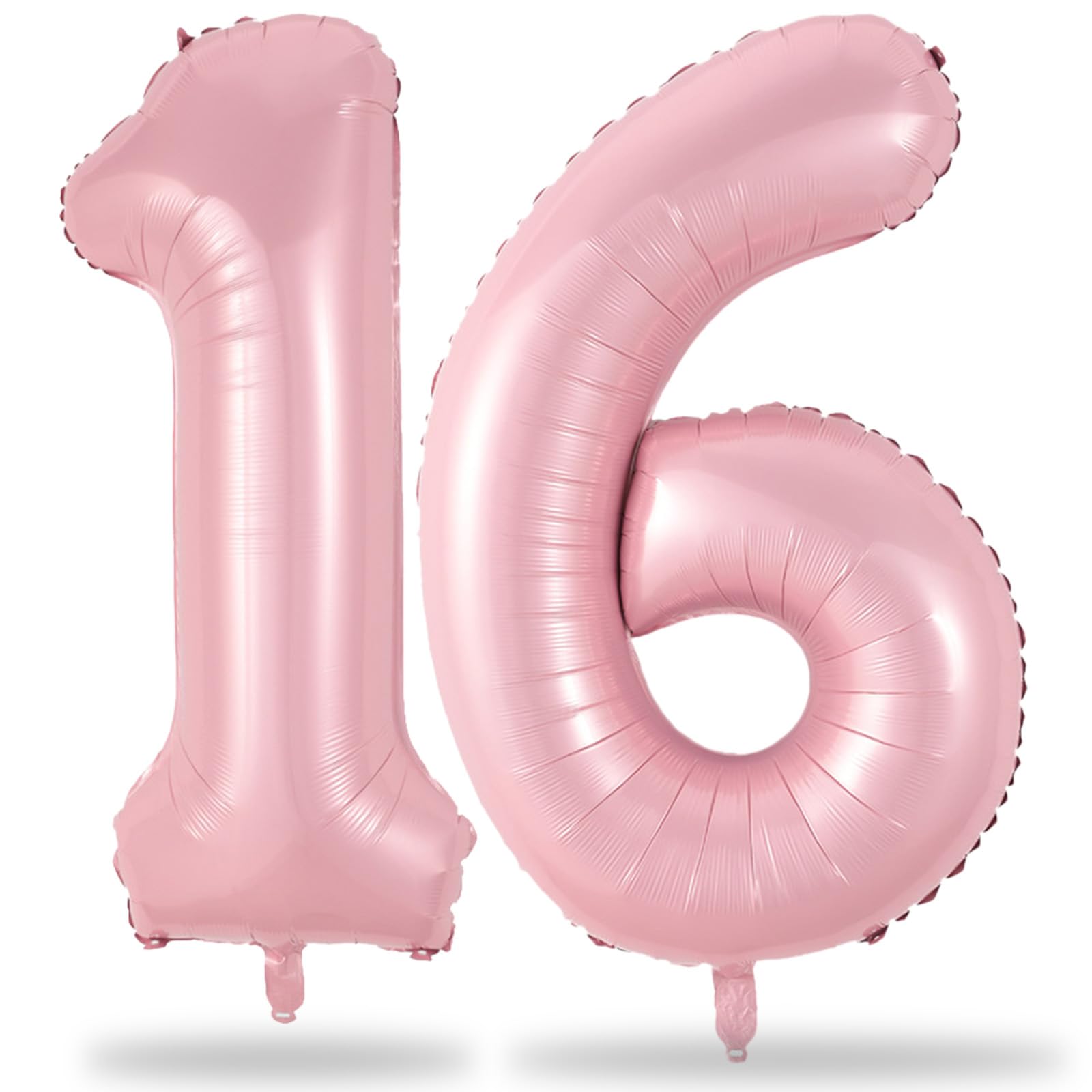 Pastel Pink 16th Birthday Balloons for Girls, 40 Inch Mylar Self Inflating 16 Balloon Number, Big Foil 1 & 6 Helium Number 16 Balloon for Women Birthday Party Decorations Anniversary Decor Supplies