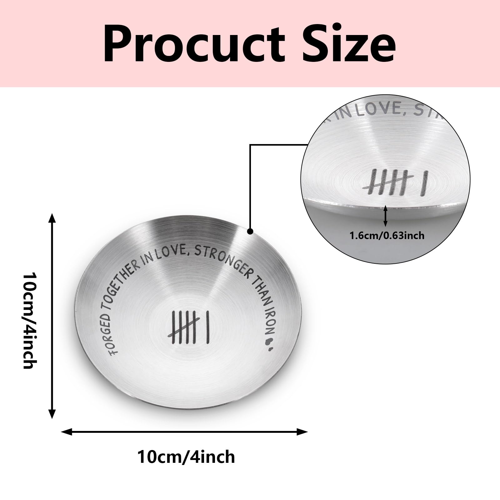Porte-alliances 6 Ans De Mariage - Cadeau En Fer Gravé "Forged Together In Love", Acier Inox