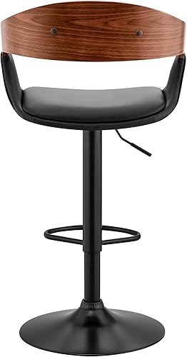 Miniatura 128 de Armen Living Taburete de bar de madera giratorio de mediados de siglo con pedestal moderno con piel sintética para encimera de isla de cocina,