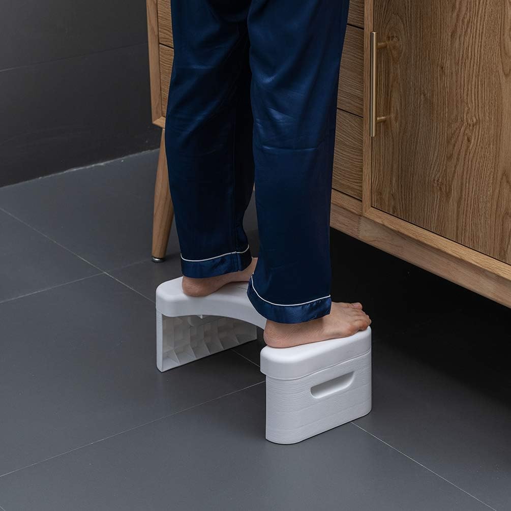 Folding Toilet Stool, Foldable Squatting Stool Poop Stool with Fragrance Position, Bathroom Toilet Potty Stool, Splicable Poop Stool | Bathroom Accessories | Foot Stool (White) : Health & Household