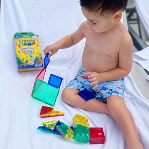 Image of CreateOn Crayola Mini Magnetic PIP-Tiles, Bold Colors - Building Set for Kids, Magnetic Building Toys for Kids, STEM Travel Toys for Boys and Girls Ages 3+, 24-Piece Set (Bold)