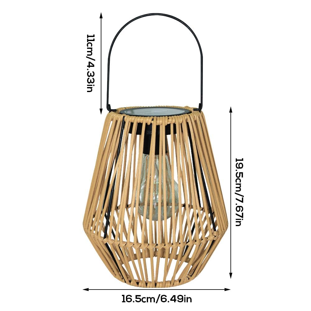 Lanterna Solare per Esterni, 2 Pezzi Lanterna Solare Rattan, LanternaSolare da Esterno Rattan, IP65 Impermeabile Lanterna SolareEsterno per balcone, terrazza, decorazione del Giardino