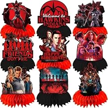 9Pcs Stranger Birthday Party Supplies, Honeycomb Centerpieces for Stranger Things Decorations, Double Sided Table Centerpieces