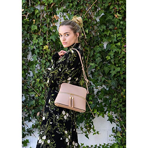 Image of SG SUGU Lunar Lightweight Medium Dome Crossbody Bag Shoulder Bag with Tassel | Zipper Pocket | Adjustable Strap