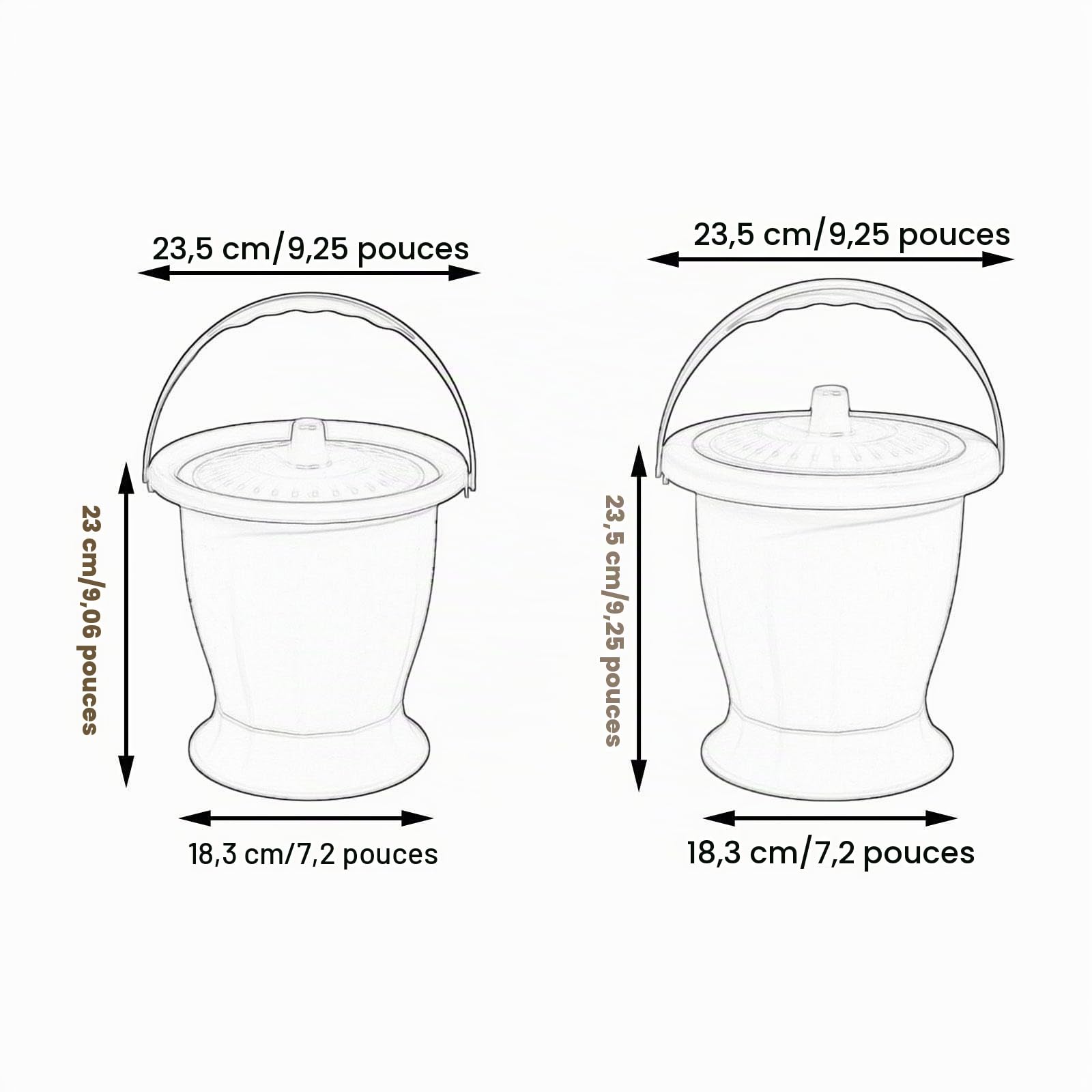 MagiDeal Seau de chambre de crachoir, pichet de nuit d'urinoir avec couvercle, pot de chambre de seau, bouteille d'urinoir de pot pour enfants adultes, Blanc avec anneau