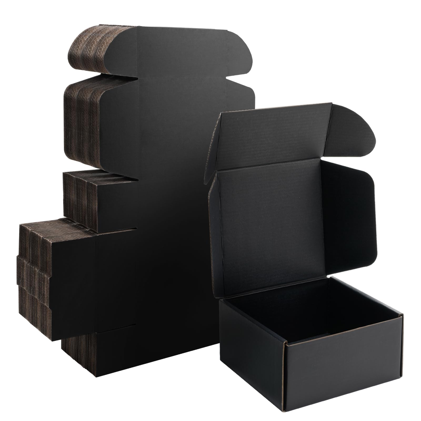 Yidomto 6x6x3 Black Small Shipping Boxes - 25 Pack Corrugated Cardboard Mailer Boxes for Packaging, Mailing, Gift Giving | Sturdy, Recyclable, Perfect