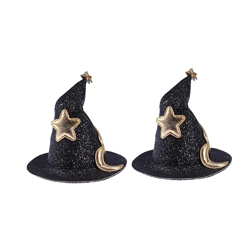 Happyyami 2 piezas mini sombrero de bruja tocados mujeres niña sombrero pinzas pelo horquillas lindo pasadores negro