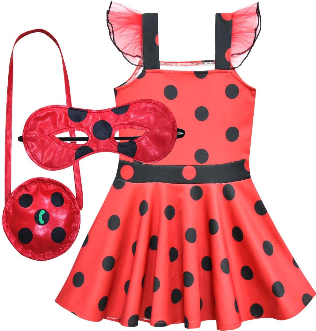 Baihui Girls Party Dress Miraculous Ladybug Cosplay Costumes