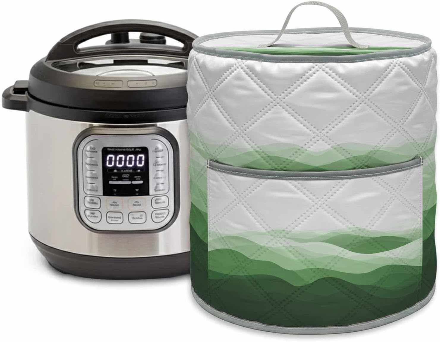 Pressure Cooker Covers Green Waves Electric Rice Cooker Cover Small Appliance Cover Ocean Spray Lines 3QT Pot Dust Cover Air Fryer Protector with Pockets & Handle Pressure Cooker Accessories