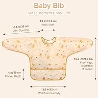Vista 7 de Accmor Paquete de 4 baberos de manga larga, baberos impermeables para bebé de 6 a 36 meses