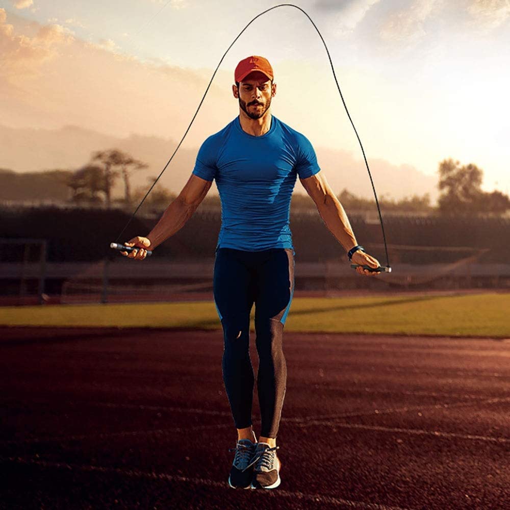 FITNESS SPEED JUMP ROPE CORDA DA SALTO ACCIAIO CROSSFIT REGOLABILE PER SALTARE e