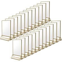 NIUBEE 25Pack 5 x 7 Gold Table Number Holder Sign Holder Clear Frames, Acrylic Double Sided Centerpiece Stands for Wedding Events