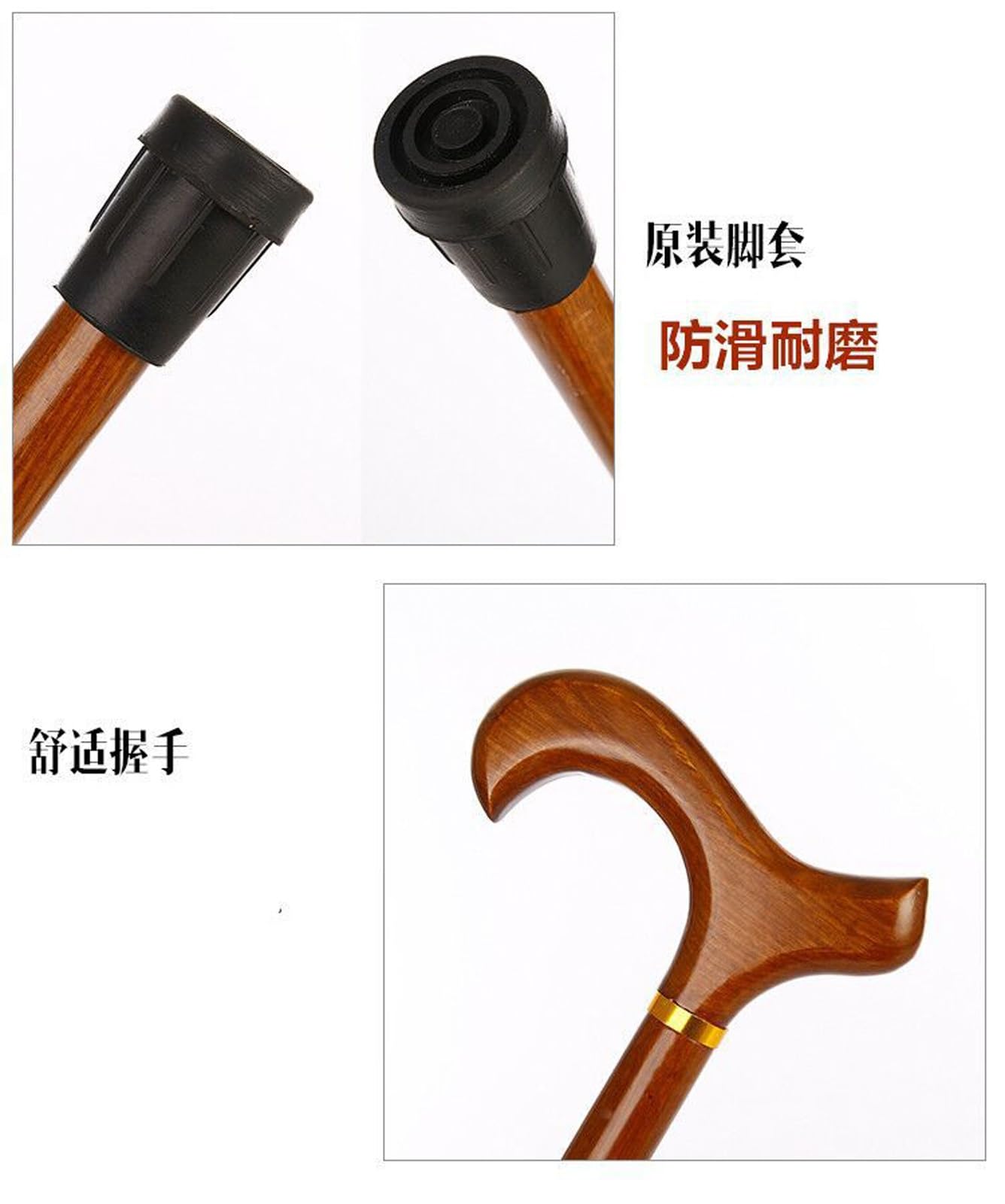 Bastón de Caminar en Madera Hecho A Mano para Hombres y Mujeres, Ergonómico para Ancianos con Mejores Puntas Goma