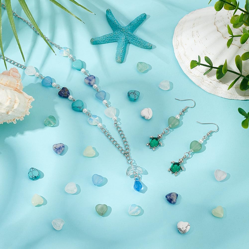 PH PandaHall 50PCS 10mm Heart Gemstone Beads, 10 Styles Natural Synthetic Stone Beads Rose Quartz Beads Crystal Spacer Beads for Christmas Bracelet Necklace Jewelry Making Crafts - Image 4